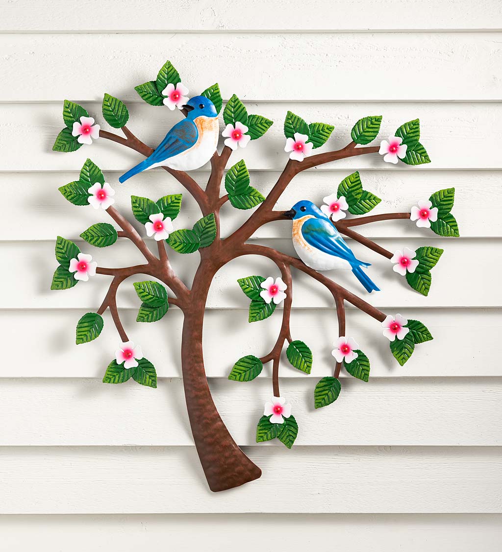 Indoor/Outdoor Bluebird Heart Tree Wall Art