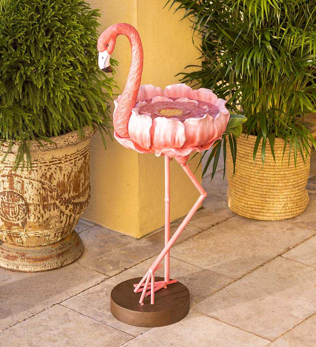 Hand Painted Pink Flamingo | PlowHearth