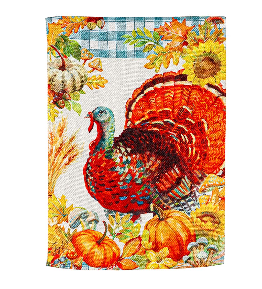 Gingham Turkey Suede Garden Flag | Plow & Hearth