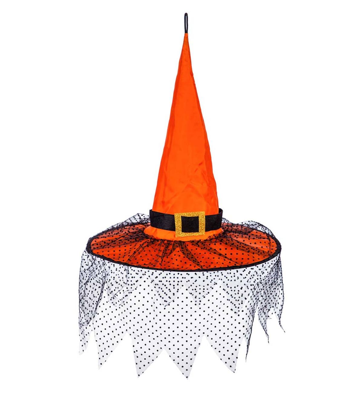 Orange Halloween Witch Hat Hanging Décor with 3D Chasing Lights ...