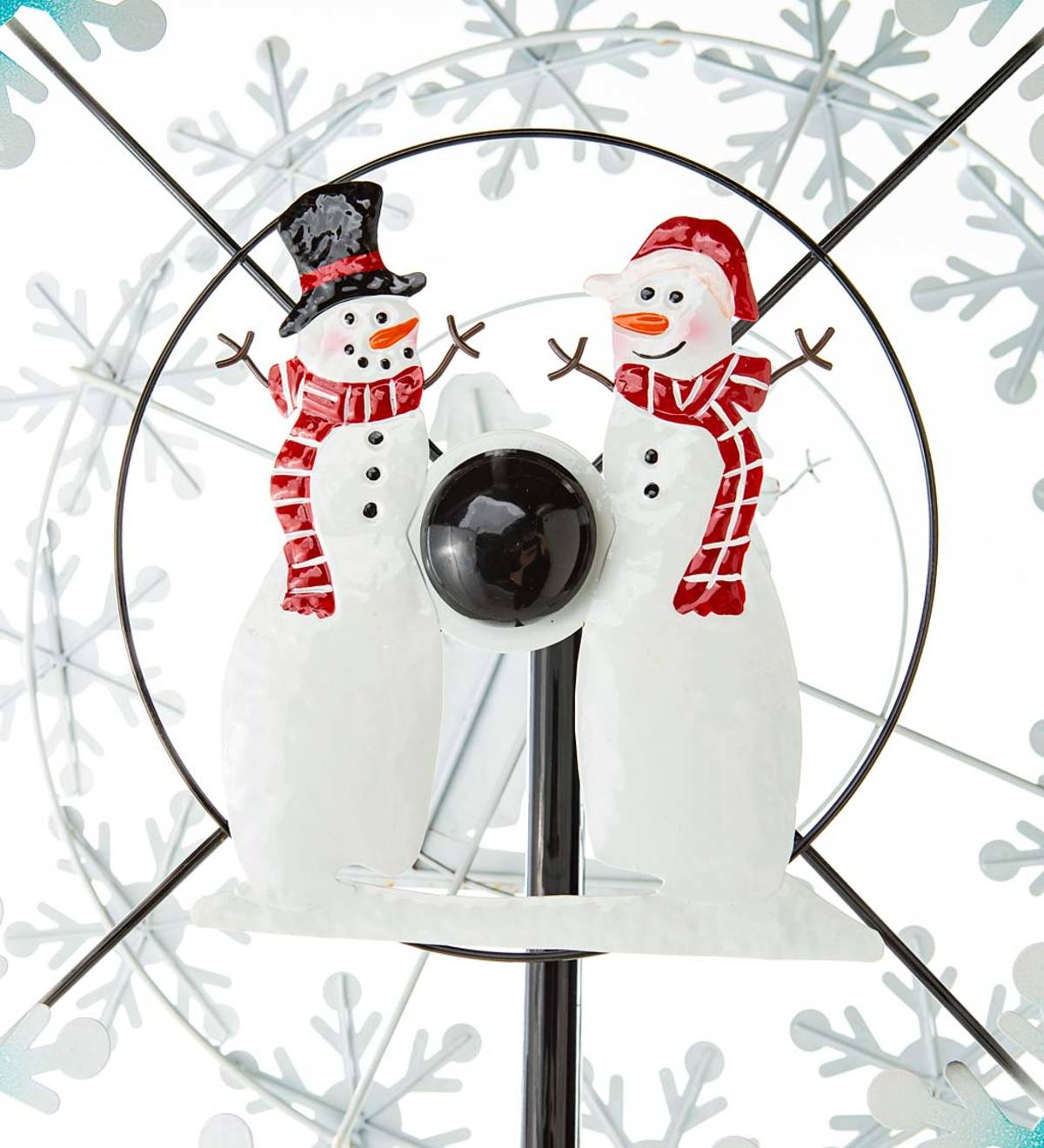 Holiday Snowman Metal Wind Spinner with Snowflakes | Plow & Hearth