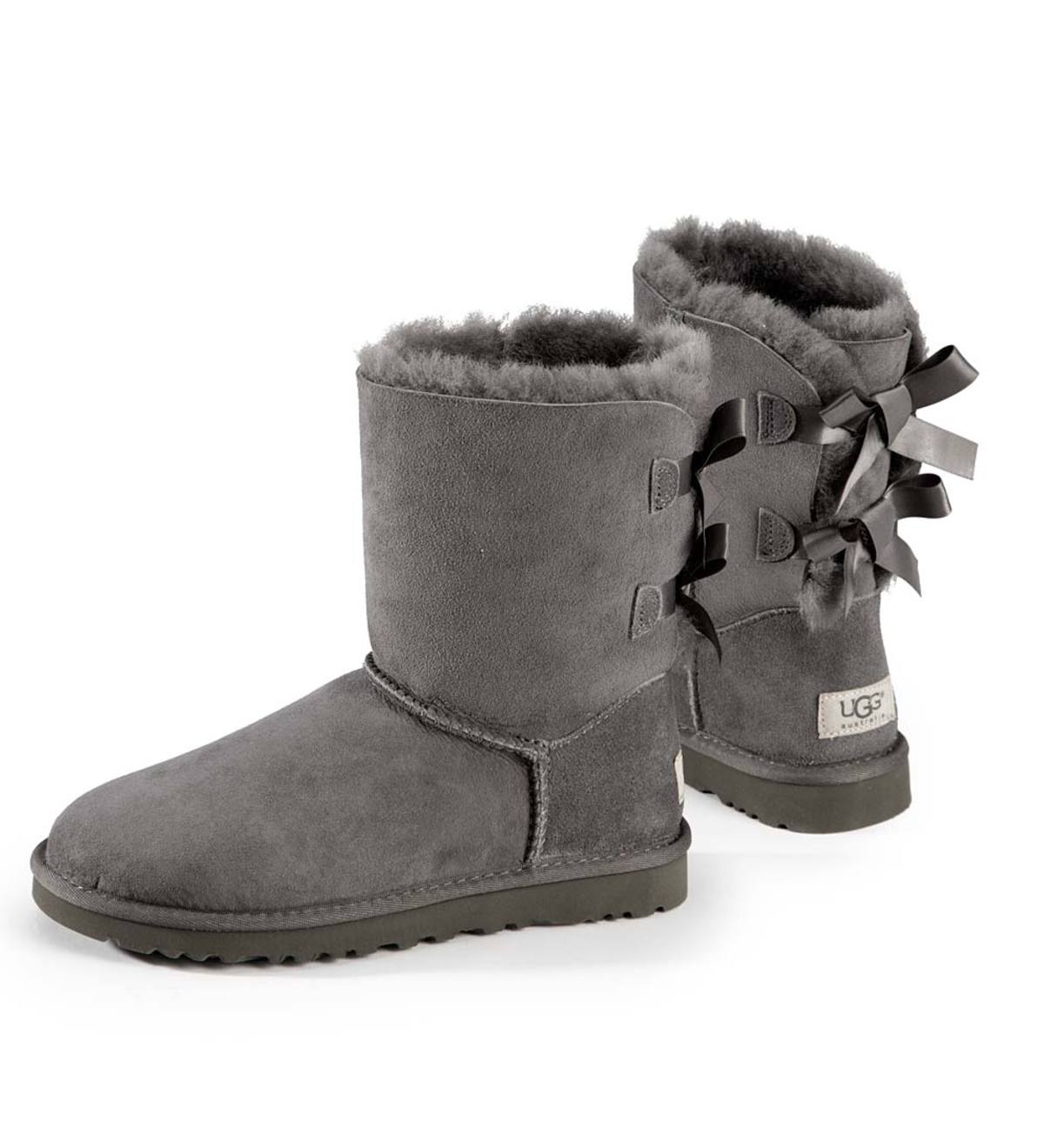 ugg boots grey with bows