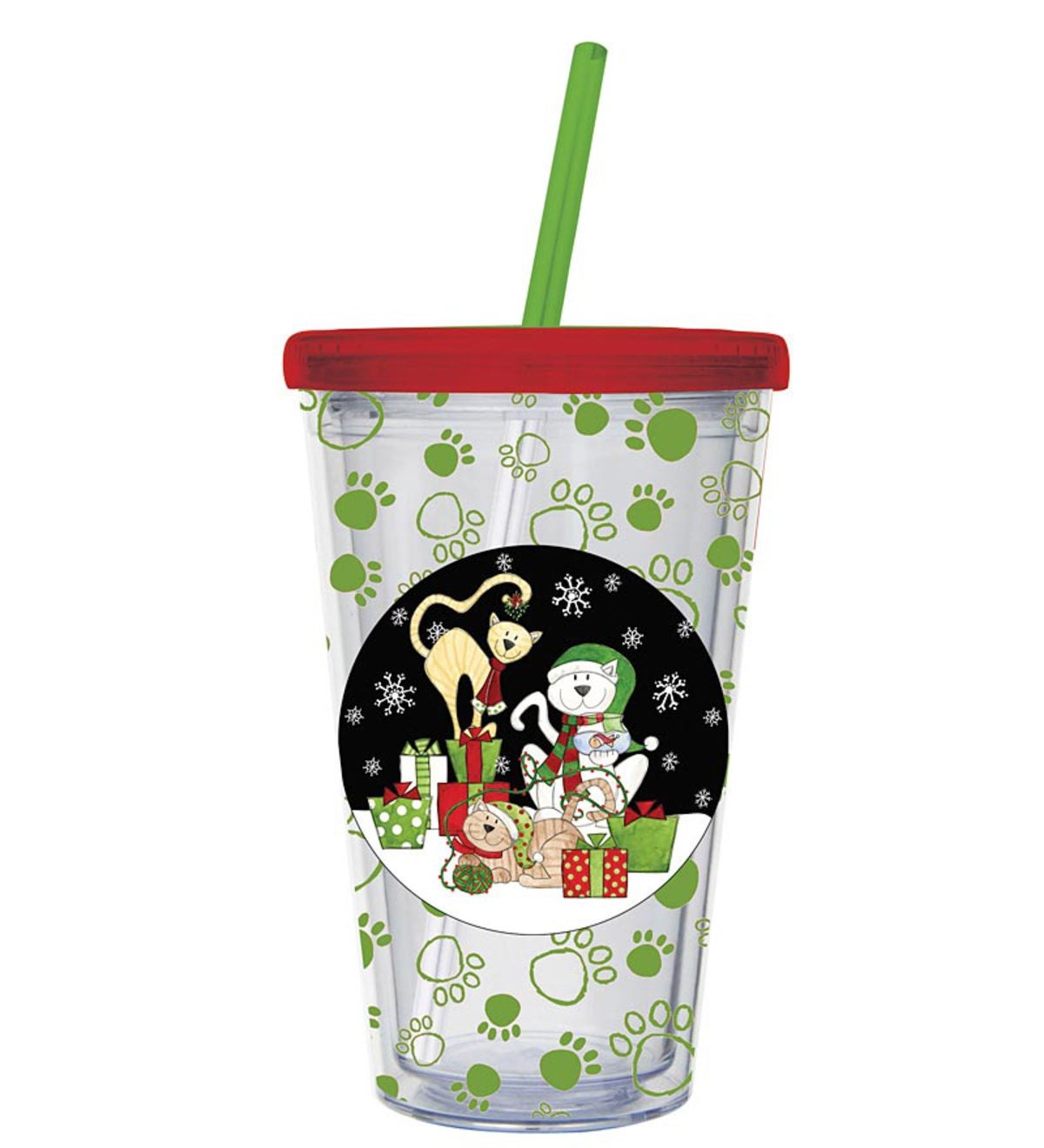 Reusable Kitty Cat Christmas Insulated Cup With Lid and Straw | Plow ...