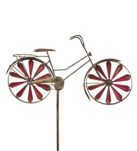 Metal Bicycle Wind Spinner Garden Stake - Blue | PlowHearth