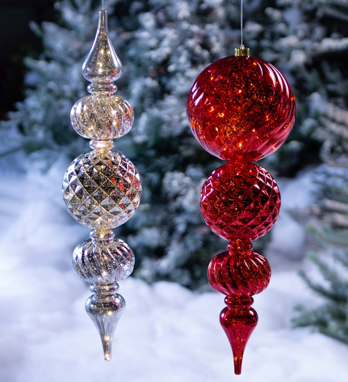 Indoor/Outdoor Shatterproof Holiday Lighted Large Finial Hanging ...