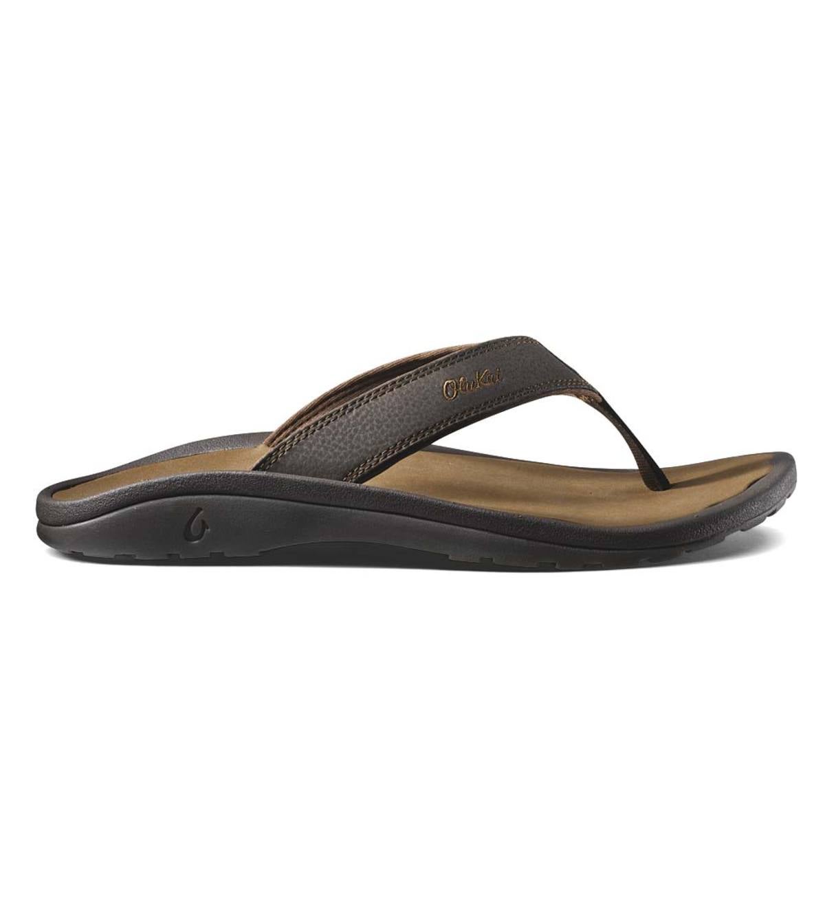 Men's OluKai® Ohana Flip-Flop Sandals - Black/Black - Size 8 | PlowHearth