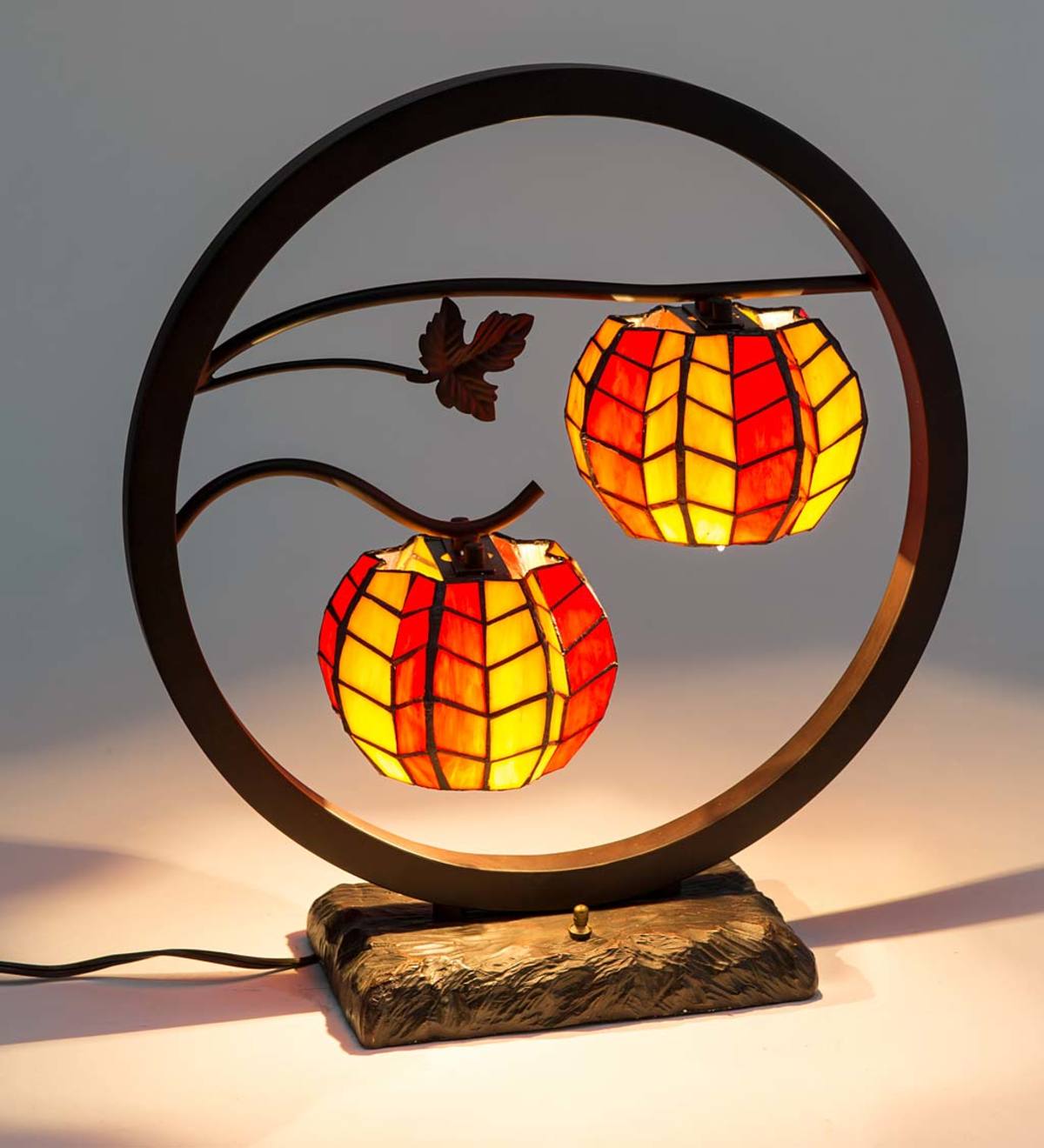 Stained Glass Pumpkins Accent Lamp | PlowHearth