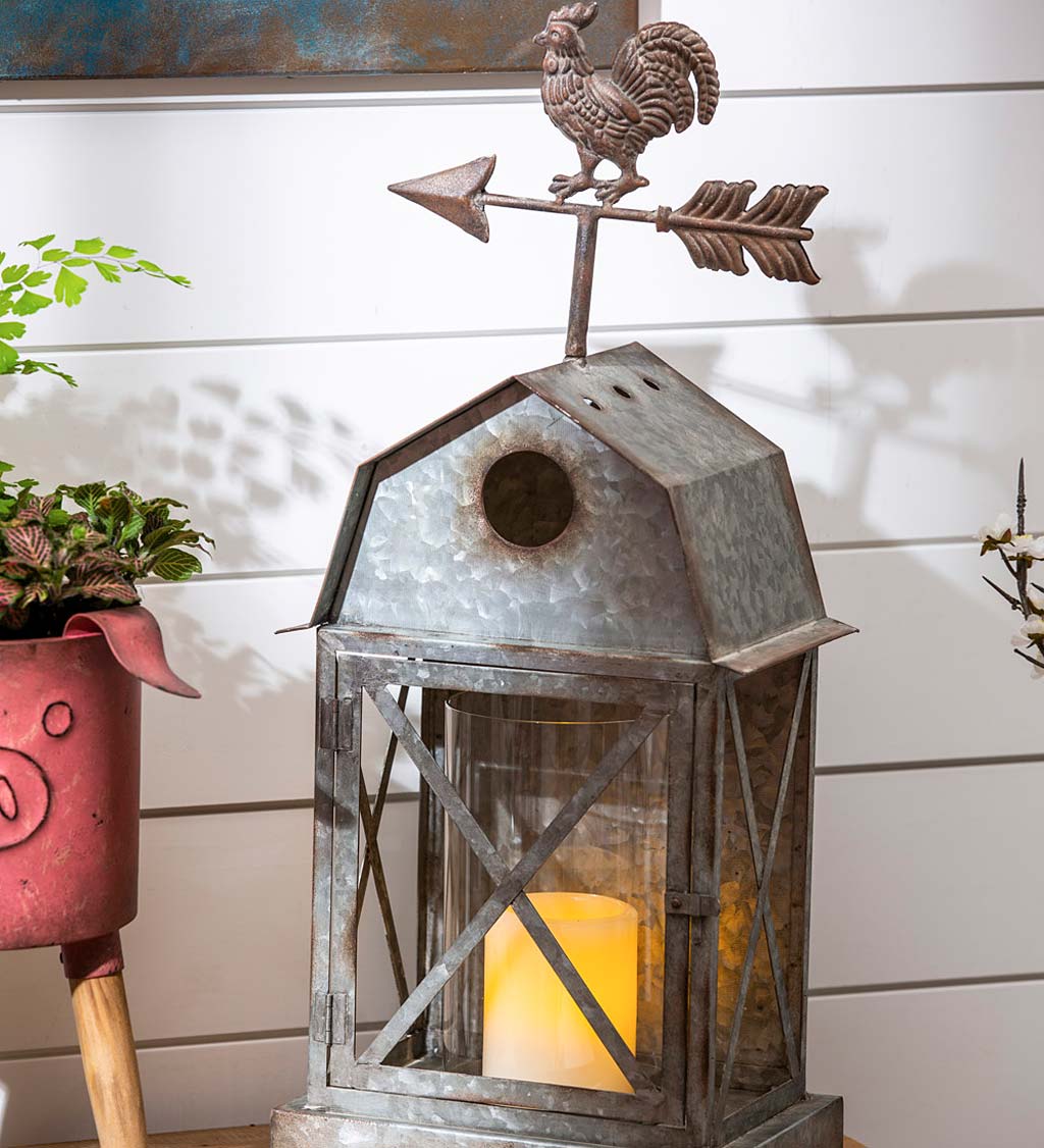 Galvanized Metal Barn Shaped Candle Holder Candles And Lanterns Home Accents Indoor Living