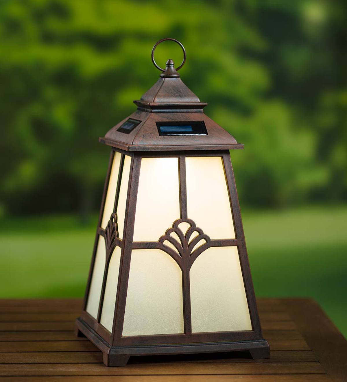 Solar Lotus Lantern Outdoor LED Light Plow  Hearth