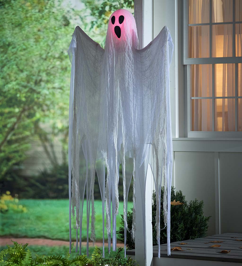Hanging Ghost With Color-Changing Lights | Decorative Garden Accents ...