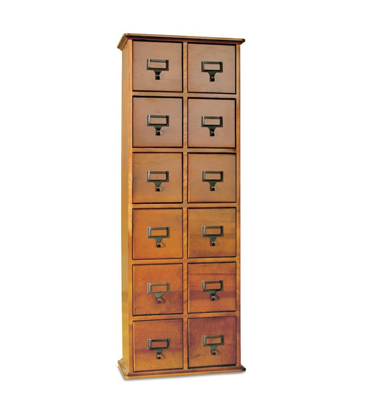 Retro-Style Wooden 12-Drawer Multimedia Library File Cabinet - OAK ...