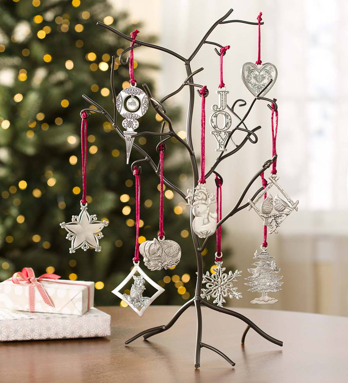Metal Ornament Tree and Set of 10 Ornaments | PlowHearth