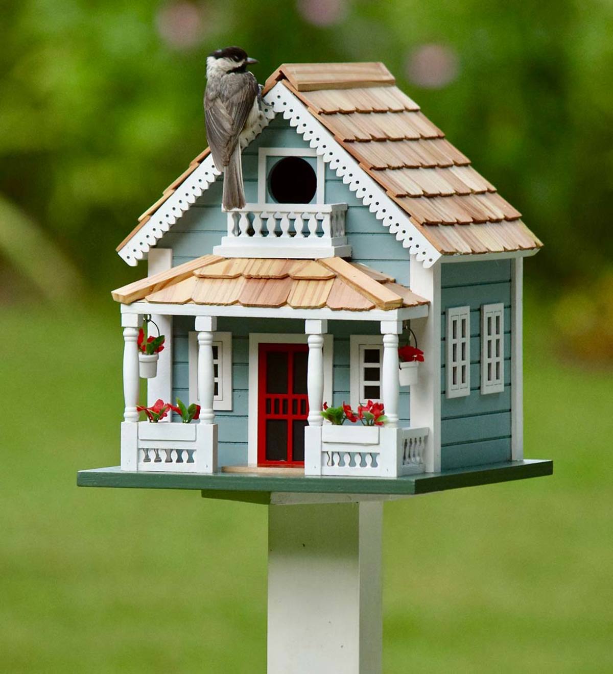 Welcome Home Wooden Birdhouse And Pedestal Pole Set Plowhearth