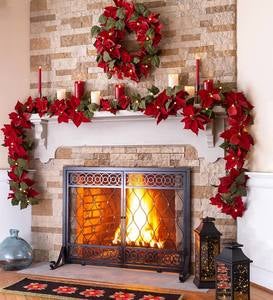 Lighted Poinsettia Holiday Accents | PlowHearth