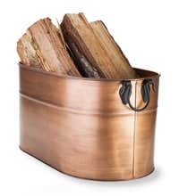 Large Copper Finished Firewood Bucket Plowhearth