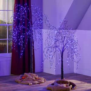 Indoor/Outdoor Lighted Green Willow Tree Branches, Set of 2
