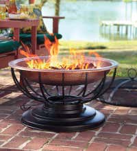 Hammered Copper Fire Pit With Lid Converts To Table Plowhearth