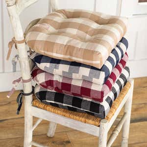 Non-Slip Gingham Chair Pad