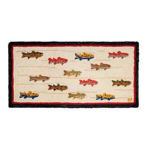 River Fish Hand-Hooked Wool Accent Rug, 5' Round