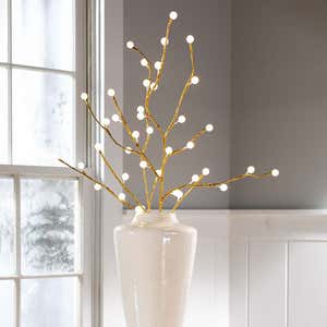 Set of 2 Connected Indoor/Outdoor Lighted Birch Branches - White